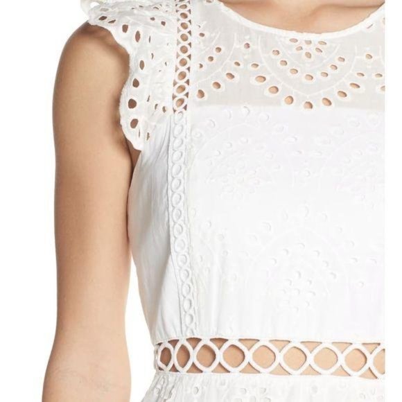 SAM EDELMAN Midi Dress White Lace Eyelet NWT 12 - Picture 5 of 10
